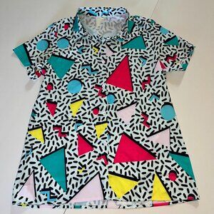 80s Vintage Mens M Wild Short Sleeve Button Up Party Shirt